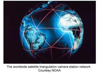 Satellite triangulation camera station network