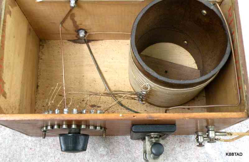 1920's Crystal radio inside view