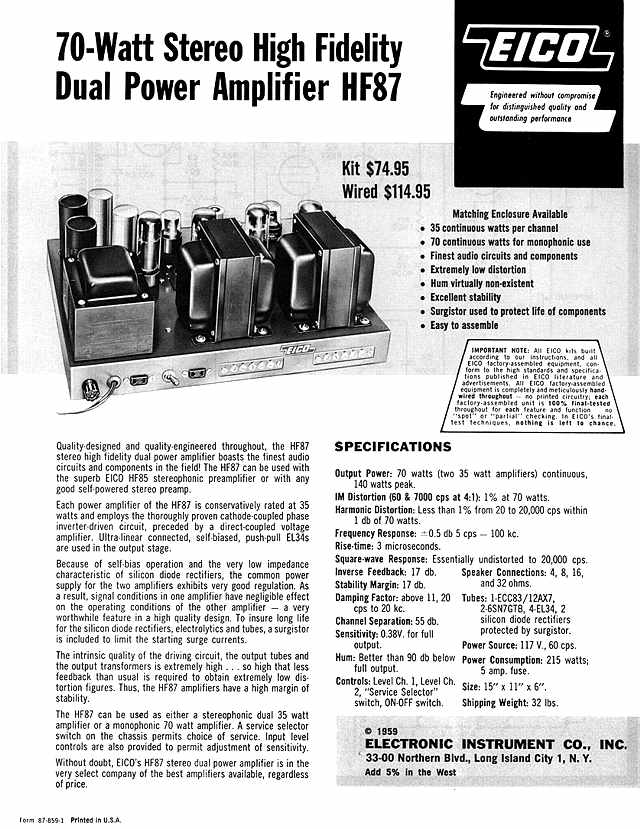 Eico HF-87 advertisement