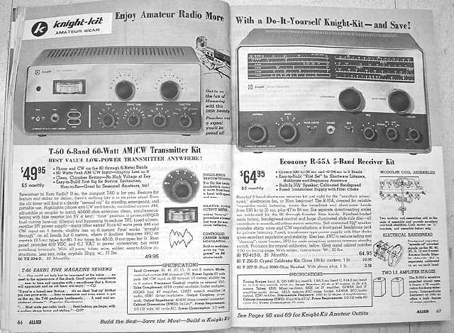 Knight-kit T-60 catalog page with companion R-55 receiver 